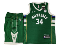 Milwaukee Bucks Green - Antetokounmpo 34(Jersey + Shorts)