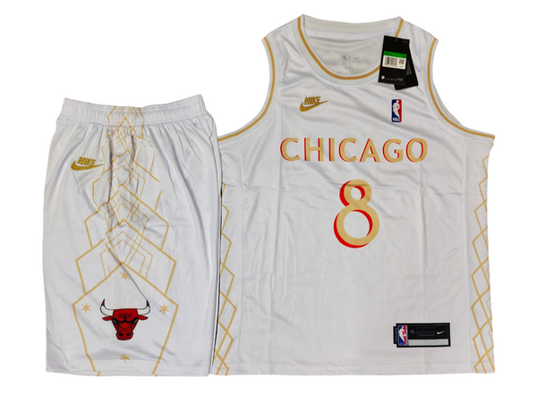 Chicago Bulls White Set - LAVINE 8 (Jersey + Shorts)