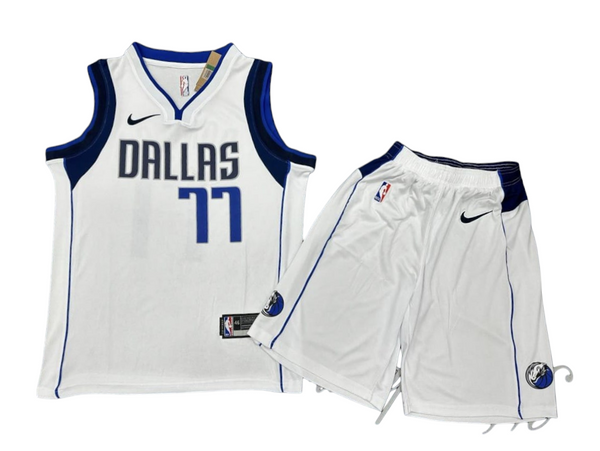 Dallas Mavericks White Set - Doncic 77 (Jersey + Shorts)